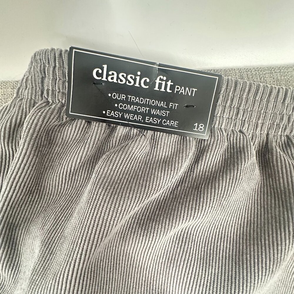 Alfred Dunner Corduroy Pants lightweight Gray Size 18 Proportioned Short Elasti - Picture 13 of 15